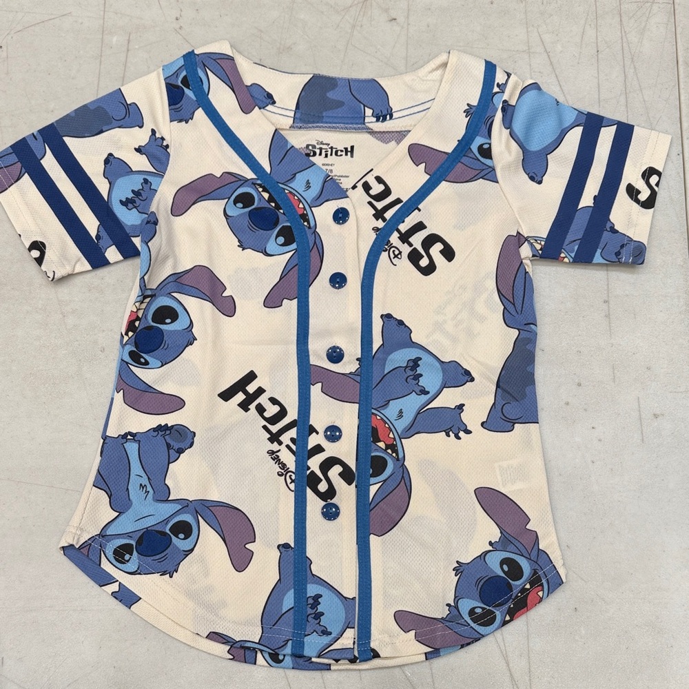 Stitch Kids Button Down Shirt - Blue and Cream
